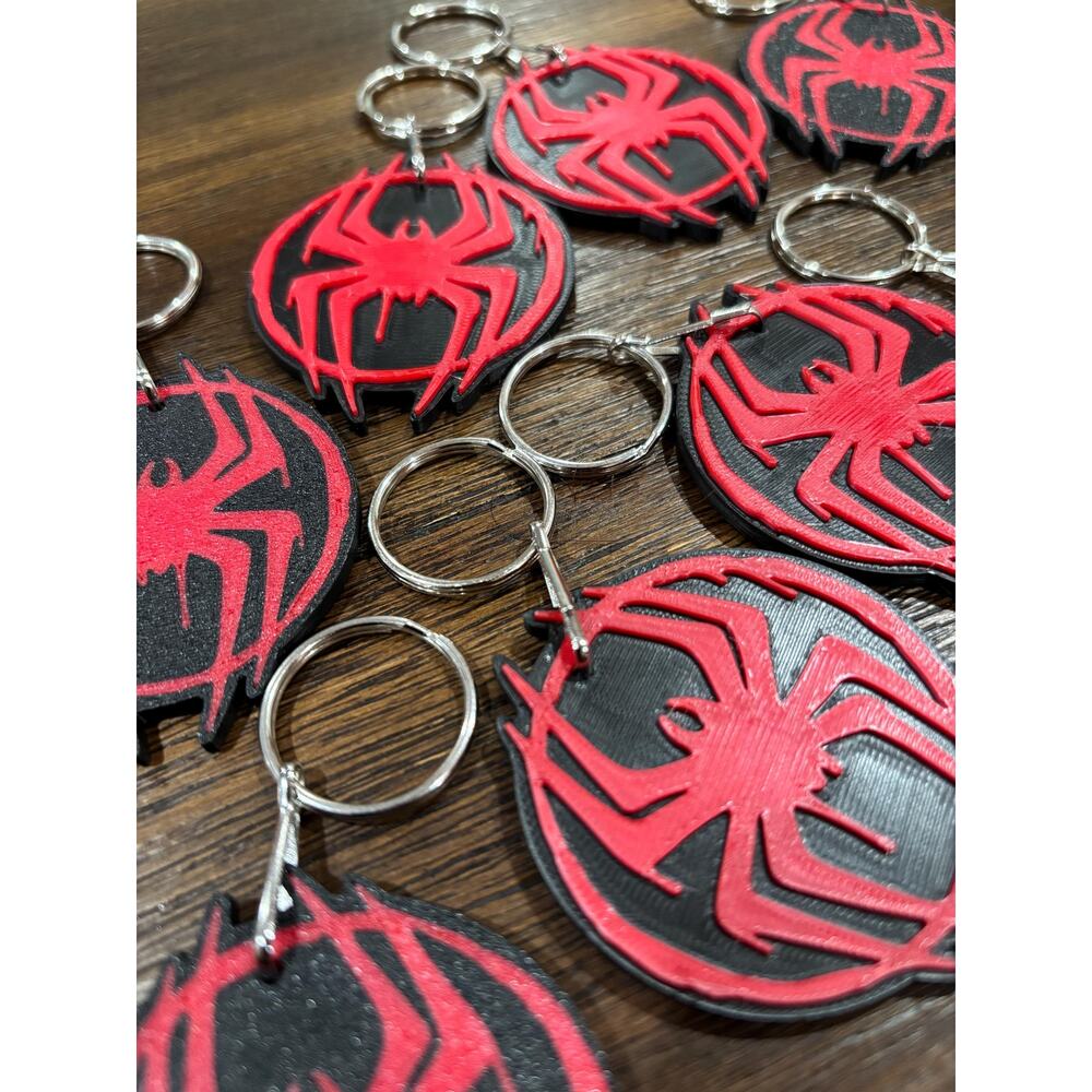 Miles Morales Spiderman Symbol Keychain Pack Dual-Color Raised Design (10 Pack)
